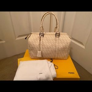 Fendi Zucchino Forever Bauletto Boston Bag